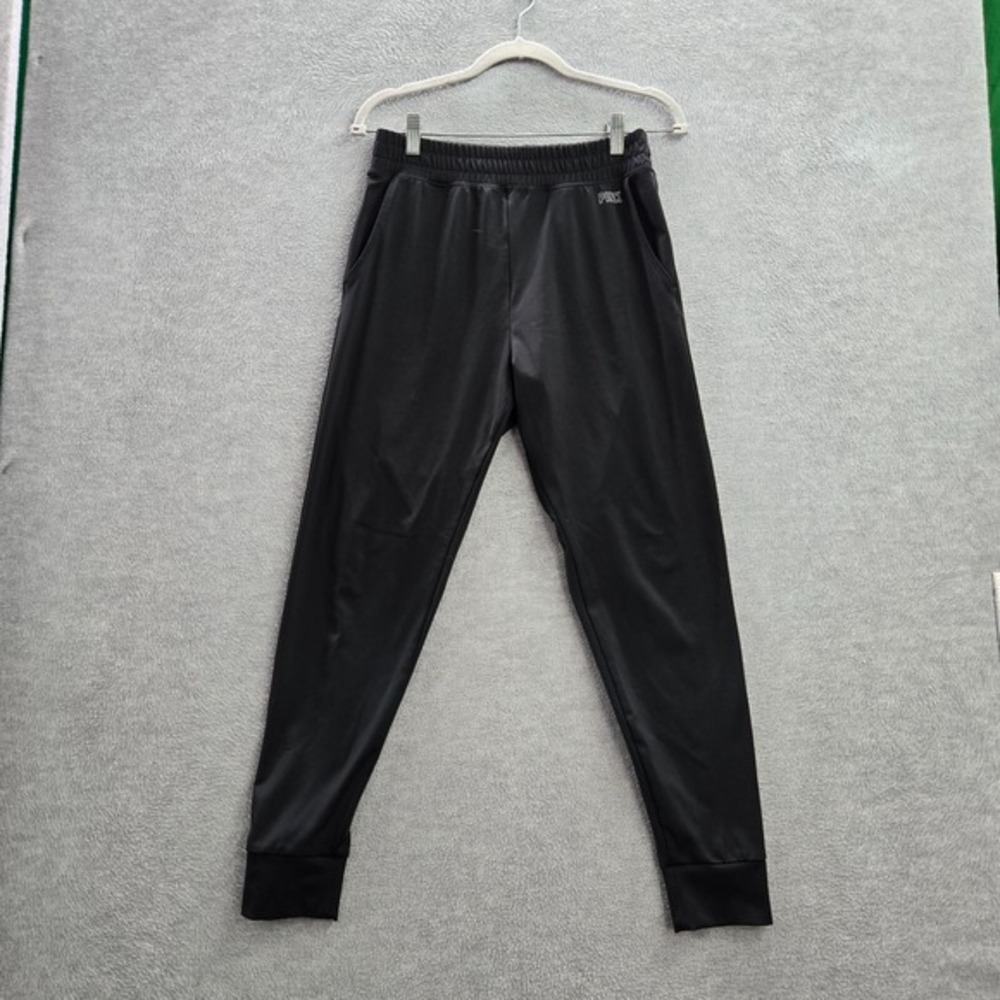 PINK Activewear Pants M‎ Black Logo Joggers Pockets Elastic Waist